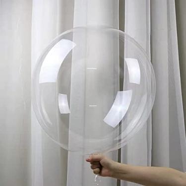 Imagem de Balões , pacote com 15 balões transparentes pré-esticados de 61 cm de hélio/ar grandes para enchimento, lindo balão de bolha DIY para decoração de casamento, aniversário, festa de formatura