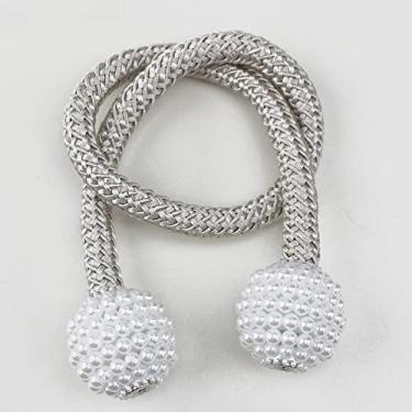 Imagem de 2 Pçs Pérola Ímã Clipe de Cortina Suportes de Cortina Clipes de Fivela Pendurada Fivela de Bola Pendurada Acessórios de Cortina Decoração de Casa, bege claro, 47cm