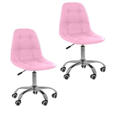 Imagem de Kit 02 Cadeiras Giratórias Office Eiffel Botonê Ajustável cor:rosa