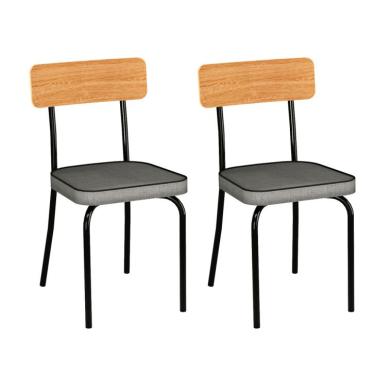 Imagem de Conjunto com 2 Cadeiras Douro Cinza e Preto