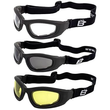 Imagem de 3 pares de óculos de motocicleta Birdz Eyewear Soar Safety molduras pretas transparente + lentes amarelas