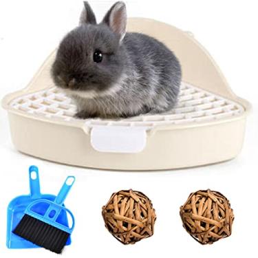 Imagem de Hamiledyi Bunny Litter Pet Vaso sanitário Potty Trainer Corner Pan Bedding Box para Pequeno Animal Guiné-Porco Ferret Hamster Anão Coelho