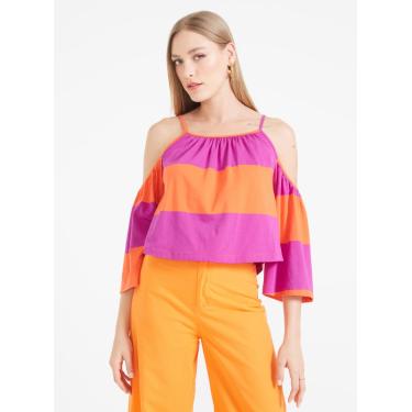 Imagem de Blusa Listrada Forum Feminino Laranja/Roxo GG