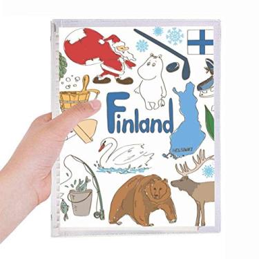 Imagem de Caderno com bandeira nacional de animais da Finlândia, diário de folhas soltas recarregável, papelaria