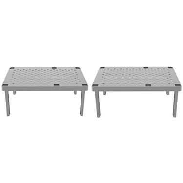 Imagem de Kit 2 Organizador de Armário Prateleira Retangular Plástica Chumbo