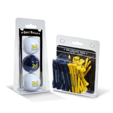 Imagem de Team Golf NCAA Michigan Wolverines 3 bolas de golfe e 50 camisetas de golfe impressas com logotipo (3 unidades) e camisetas de golfe reguladas de 6 cm (50 unidades), multicoloridas