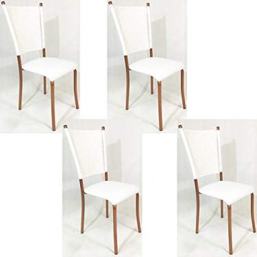 Imagem de Kit 4 Cadeiras de Cozinha Cobre Fibra Sintética Branca Assento Branco - Poltronas do Sul
