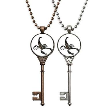 Imagem de OFFbb-USA Scorpion Colar com pingente de chave de inseto natural para decoração de casais