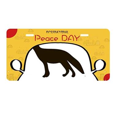 Imagem de DIYthinker Placa de carro com imagem de raposa preta para decoração de carro, dia da paz