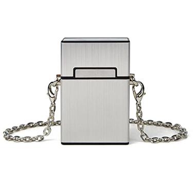 Imagem de Bolsa de ombro feminina Creative Chains Box Designer em forma de bolsa transversal prata