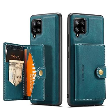 Imagem de Flip Estojo à prova de choque Capa carteira 2 em 1 para Samsung Galaxy A13 5G, capa tipo carteira à prova de choque, capa protetora removível magnética porta-cartão + bolso para dinheiro (Color : Blu