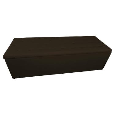Imagem de Báu Calçadeira Juliana 90cm Suede Marrom - Vallisa Decor