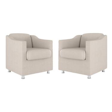 Imagem de Kit 02 Cadeiras Poltronas Decorativas Recepção Clinica Suede Cor:bege
