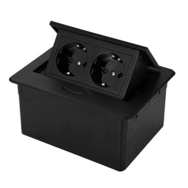 Imagem de ＫＬＫＣＭＳ Base de tomada de mesa universal embutida estação de carregamento de mesa base de tomada de energia para mesa final escritório, preto