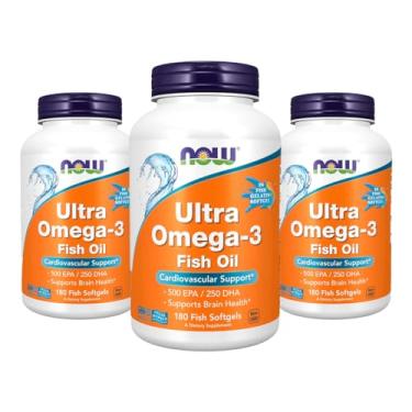 Imagem de Now Foods Ultra Omega-3 500/250 Fish Gelatin 180 Softg 3 unidades Produto Importado