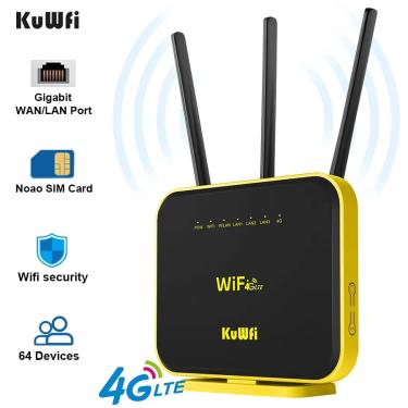 Imagem de KuWFi Gigabit 5GHz Roteador Wi fi 4G LTE Roteador Dual Band 1200Mbps Repetidor Wi fi 3G/4G Cartão