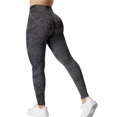 Imagem de YEOREO Leggings femininas camufladas para treino e bumbum, sem costura, cintura alta, atlética, ioga, N° 0 Adapt Camuflagem Cinza, M