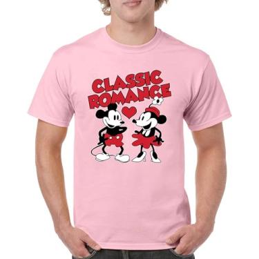 Imagem de Camiseta masculina Steamboat Willie Classic Romance Cute Cartoon Mouse Love Relationship Heart Valentine's Day, Rosa claro, XXG