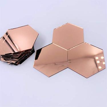 Imagem de CHENRUI Espelhos Hexagonais de Ouro Rosa, 50 Peças, 50,8 mm, Vidro, Autoadesivo, Hexagonal