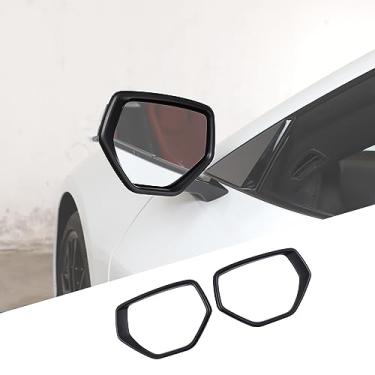 Imagem de Moldura de espelho retrovisor exterior compatível com Chevrolet Corvette C8 Stingray 2020-2023, ABS lateral exterior retrovisor protetor capa de moldura protetora, 2 peças (preto fosco)
