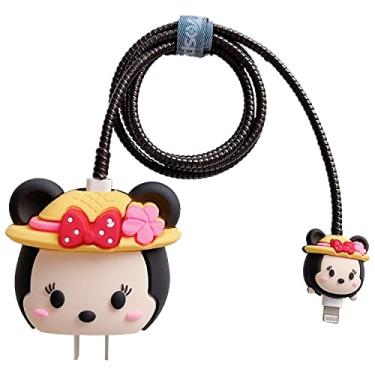 Imagem de Capa protetora de carregador de desenho 3D fofo – compatível com adaptador de alimentação USB-C 20W da Apple e cabo Lightning (Hat MouseB)