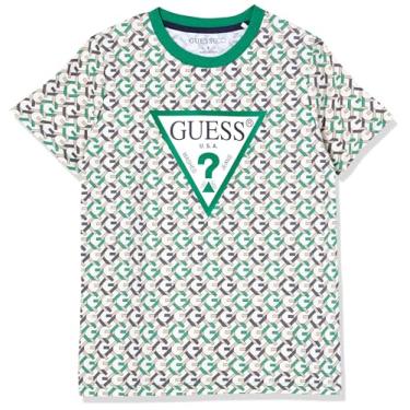 Imagem de GUESS Camiseta de manga curta de algodão orgânico para meninos com logotipo estampado, Guess Tribo, 18 Years