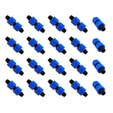 Imagem de 20 peças de acoplamento de irrigação por gotejamento, conector azul, ferramentas de irrigação agrícola, conjunto de encaixe de tubo de irrigação por gotejamento de junta universal (0,78 polegadas)