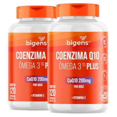 Imagem de Coenzima Q10 200mg + Ômega 3 TG Plus + Vitamina E 120 Cápsulas Bigens (Kit 2)