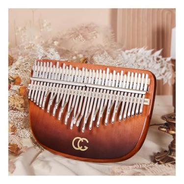 Imagem de Piano de polegar de 34 teclas, piano de dedo fácil de aprender para iniciantes Kalimba mini instrumento musical portátil (café)