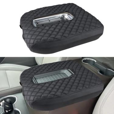Imagem de INTGET Capa de console central para Chevy Silverado 2026 e GMC Sierra Acessórios 2019 2020 2021 2022 2023 2024 2025 Protetor de caixa de descanso de braço com tampa de apoio de braço (almofada preta
