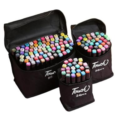 Imagem de Joucien Conjunto de marcadores de cabeça dupla para desenho de anime de estudantes, marcadores multicoloridos, padrão 36 cores