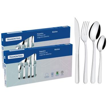 Imagem de Faqueiro Inox 48 peças Tramontina Jogo de Talheres Buzios Serve 12 Pessoas