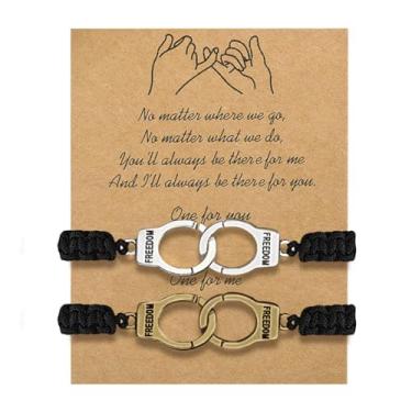 Imagem de Kysin Chiys Pulseiras ajustáveis BFF Charm Friendship para parceiros no crime algemas presentes de aniversário para melhor amigo para mulheres e homens, adjustable, Pedra, Sem Pedra Preciosa