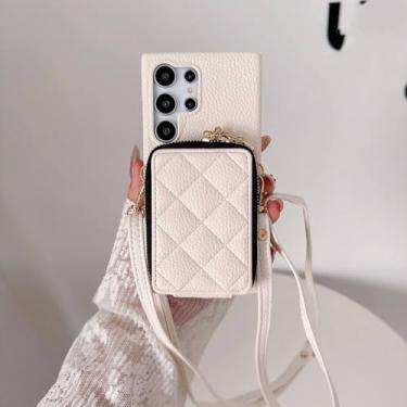 Imagem de Capa com zíper Crossbody para Samsung Galaxy S24 S22 Ultra Plus S23 FE A05S A05 A15 A25 A35 A55 A24 A34 A54 com suporte para cartão, branco, para Galaxy A54