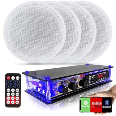 Imagem de Kit Som Ambiente Amplificador Bluetooth + 4 Arandelas Gesso - ORION
