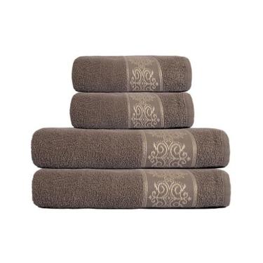 Imagem de Kit Toalha de Banho e Rosto Casal Grande Bordada de Algodão - Bella En