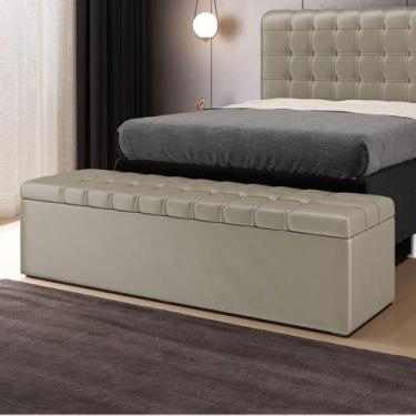 Imagem de Calçadeira Alpha Estofada 160 para Cama Box Queen N-030 Veludo Bege Ar
