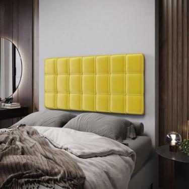 Imagem de Painel Rana 140 Veludo Aradecor, Amarelo, CASAL PADRãO