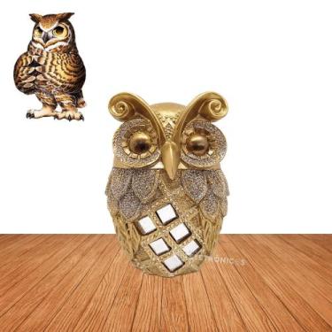 Imagem de Coruja Dourada Estatueta Enfeite Ideal Decoração Corujinha MCJA01 - Ji