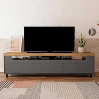 Imagem de Rack para TV Até 75 Polegadas Urano 2 Portas 1 Gaveta Carvalho/Grafite