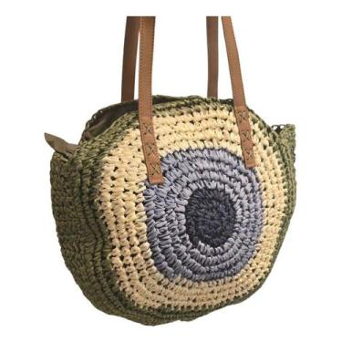 Imagem de Bolsa Feminina Redonda Ombro Palha Sintética Passeio Praia - Alwy, Ver