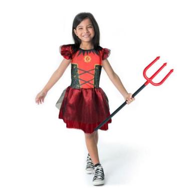Imagem de Fantasia Diabo Menina Halloween c/ Tridente de Capeta - PrecinhoJusto 