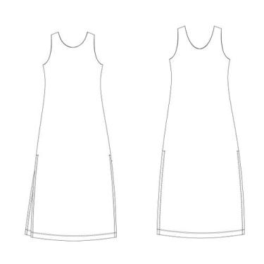 Imagem de Molde vestido longo alça larga fenda lateral tamanho PP ao EXG by Maís