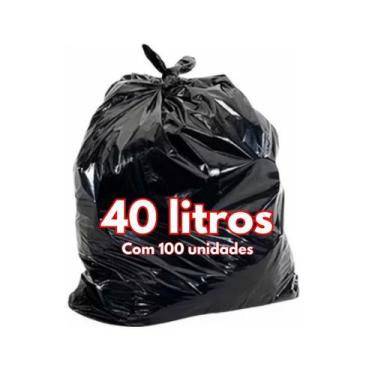 Imagem de Saco para Lixo 40 litros preto -65x75 Pacote com 2,5 kg -  100 unidade