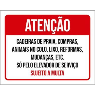 Imagem de Kit 3 Placas Atenção Cadeiras Praia Compras Animais Colo