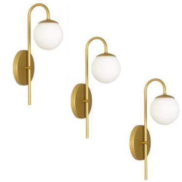 Imagem de Kit 3 Arandelas Parede Quarto Sala Moderna Luxo Slim Dourado - Jabutic