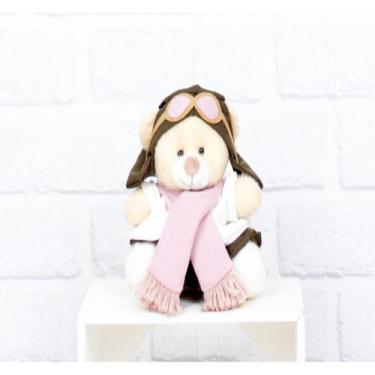 Imagem de Pelucia urso aviador classico rose pelucia 12 cm - CKD CONFECCOES