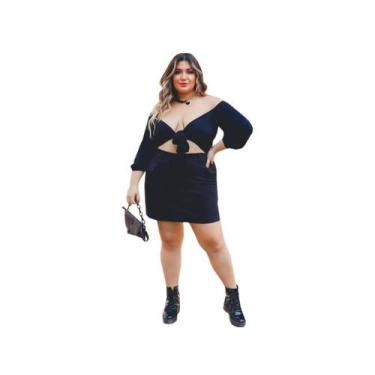 Imagem de Cropped Viscose Manga Bulfante  Plus Size Xgg - Dona Moça, Preto, XGG