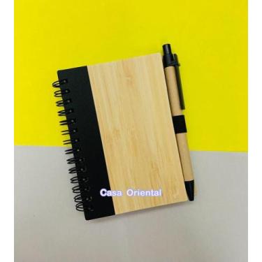 Imagem de Caderno Em Bambu Com Pauta e Caneta 70 Folhas 8,6cmx12,7cm HA85341 - I