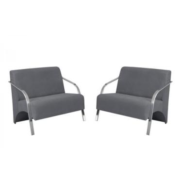 Imagem de Kit 2 Poltronas Namoradeira 2 Lugares Vênus Braço Alumínio D Salla Sue